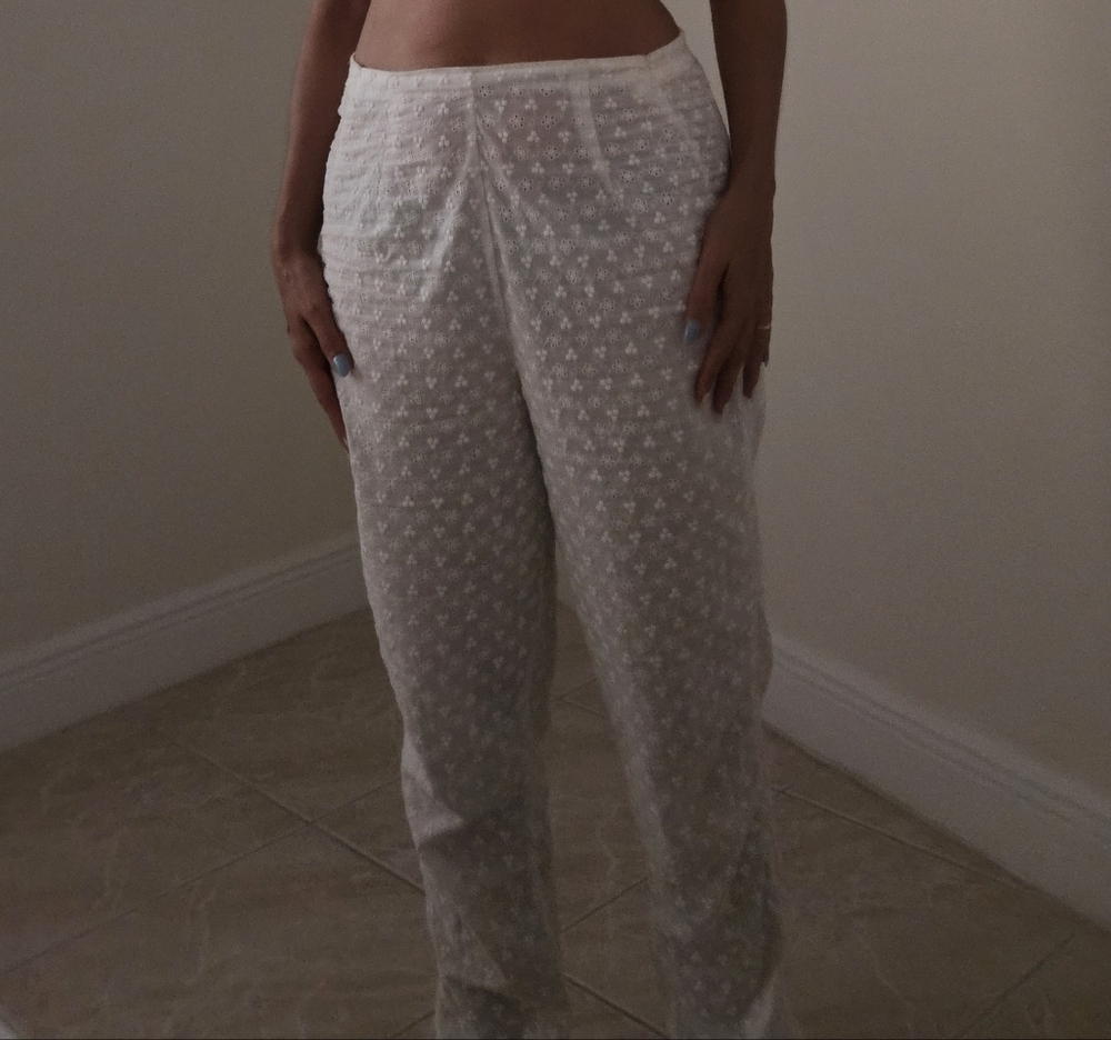 White Lightweight Linen-Blend Pants